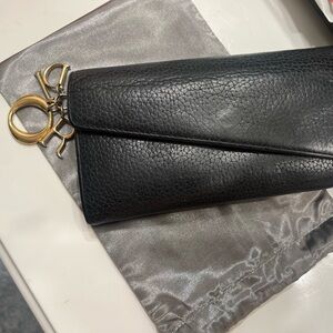 Christian Dior black tumbled leather wallet